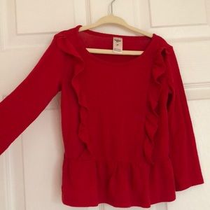 Beautiful Oshkosh red long sleeve ruffle top